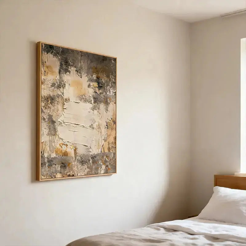 Minimalist Taupe & Beige Textured Abstract Canvas Art Artmeto Wood wall art