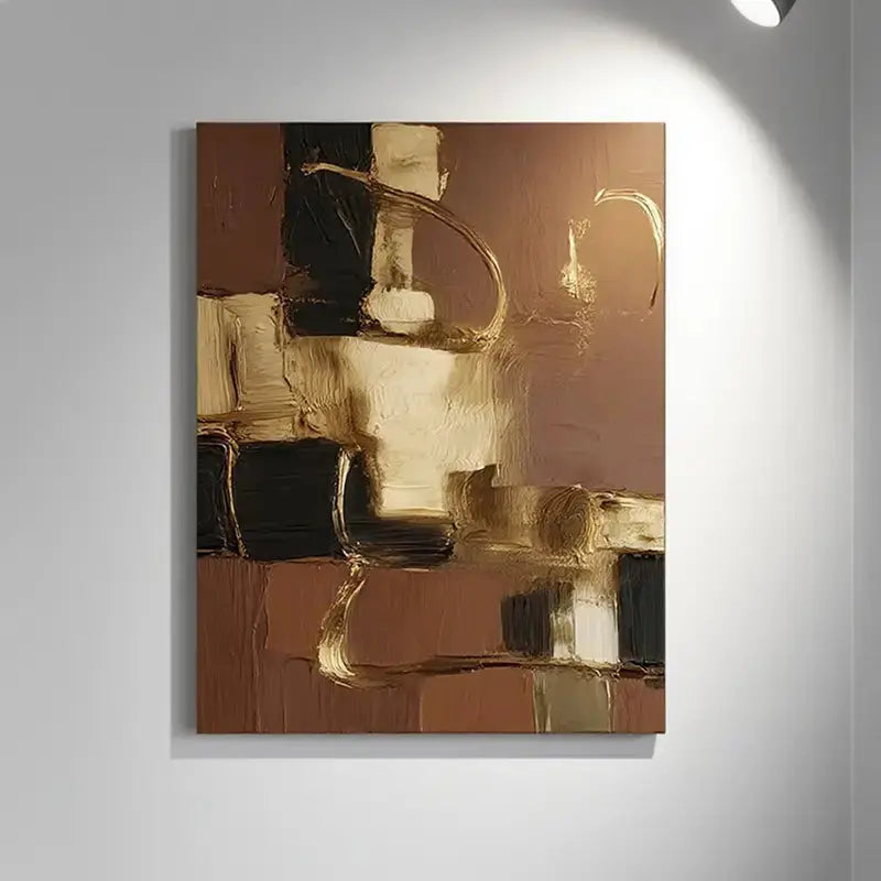 Minimalist Terracotta Gold Abstract Canvas-Textured Wall Decor-Artmeto Artmeto Wood wall art