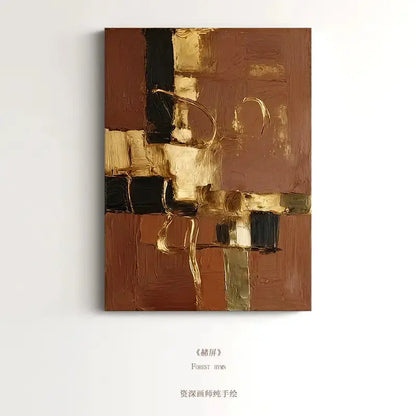 Minimalist Terracotta Gold Abstract Canvas-Textured Wall Decor-Artmeto Artmeto Wood wall art