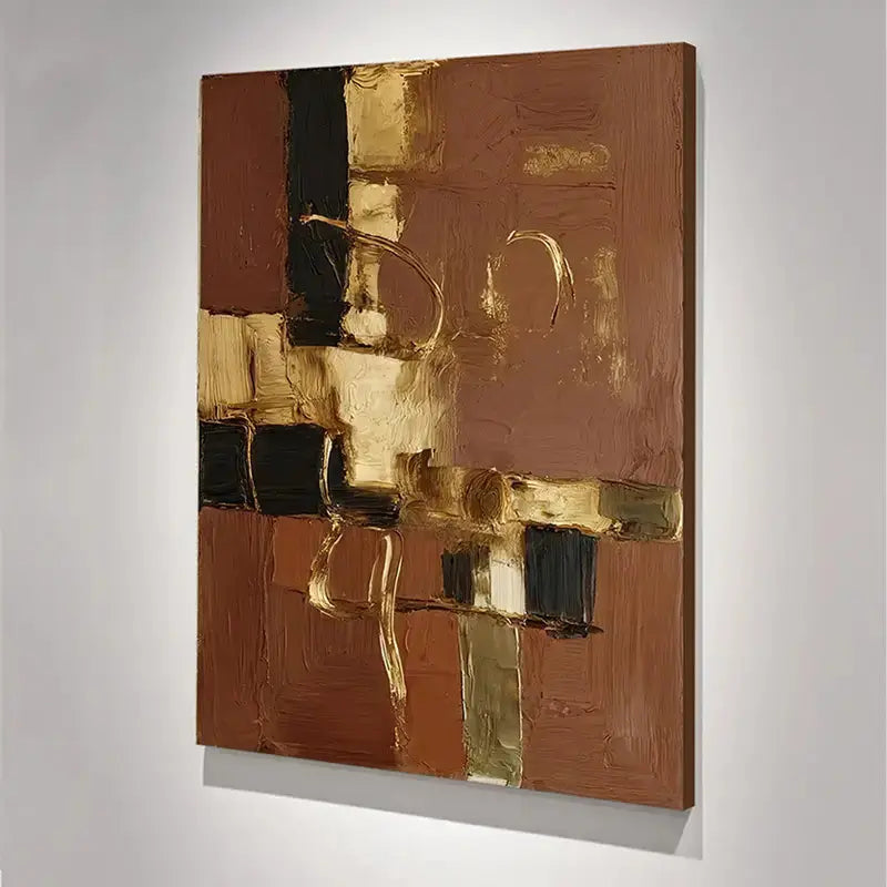 Minimalist Terracotta Gold Abstract Canvas-Textured Wall Decor-Artmeto Artmeto Wood wall art