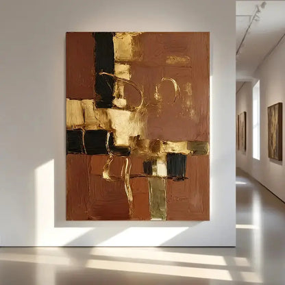Minimalist Terracotta Gold Abstract Canvas-Textured Wall Decor-Artmeto Artmeto Wood wall art