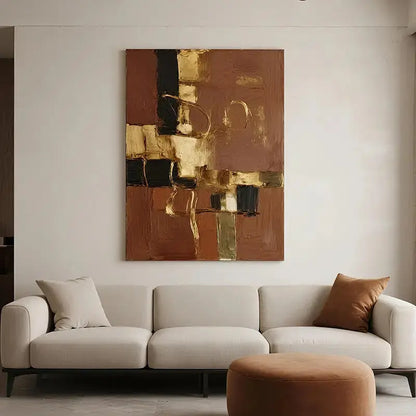Minimalist Terracotta Gold Abstract Canvas-Textured Wall Decor-Artmeto Artmeto Wood wall art
