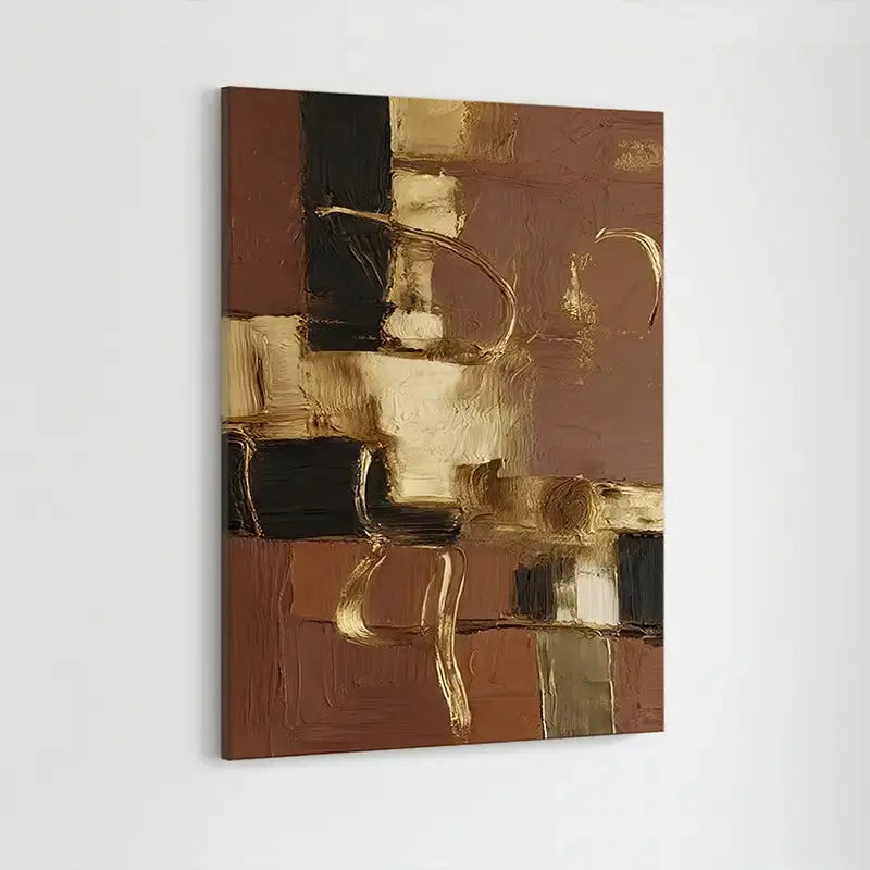 Minimalist Terracotta Gold Abstract Canvas-Textured Wall Decor-Artmeto Artmeto Wood wall art