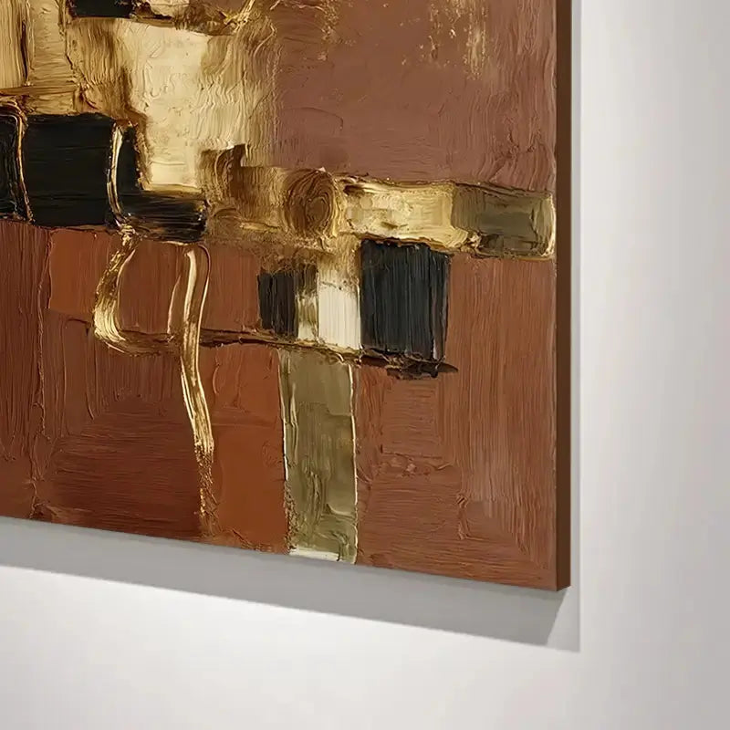 Minimalist Terracotta Gold Abstract Canvas-Textured Wall Decor-Artmeto Artmeto Wood wall art