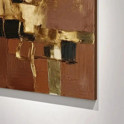 Minimalist Terracotta Gold Abstract Canvas-Textured Wall Decor-Artmeto Artmeto Wood wall art