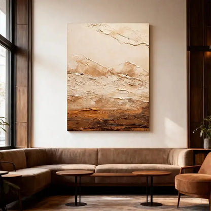 Minimalist Warm Neutral Earth Tone Abstract Canvas Painting Artmeto Wood wall art