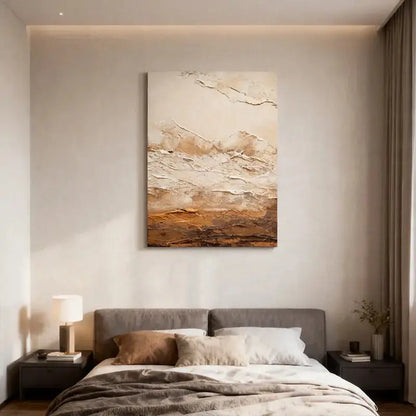 Minimalist Warm Neutral Earth Tone Abstract Canvas Painting Artmeto Wood wall art