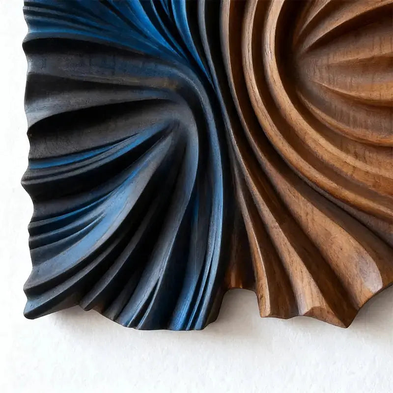 Modern Abstract Neutral Wall Design - Handmade Beige Black Textured Wood Relief（副本） Artmeto Wood wall art