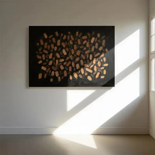 Modern Abstract Painting Dark Brown Gold Textured Wall Decor-Artmeto Artmeto Wood wall art