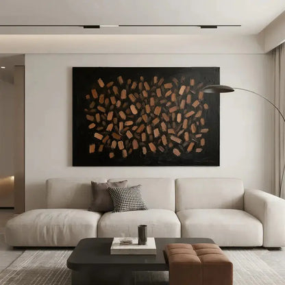 Modern Abstract Painting Dark Brown Gold Textured Wall Decor-Artmeto Artmeto Wood wall art