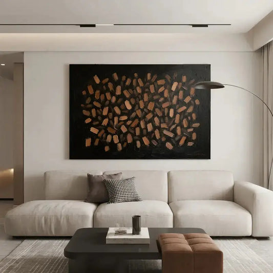Modern Abstract Painting Dark Brown Gold Textured Wall Decor-Artmeto Artmeto Wood wall art