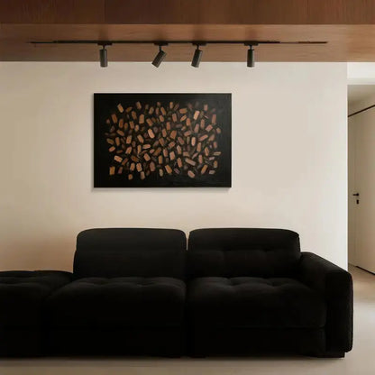 Modern Abstract Painting Dark Brown Gold Textured Wall Decor-Artmeto Artmeto Wood wall art