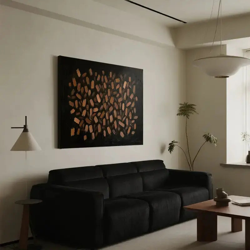 Modern Abstract Painting Dark Brown Gold Textured Wall Decor-Artmeto Artmeto Wood wall art