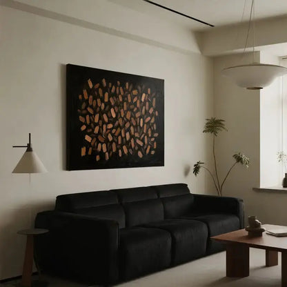Modern Abstract Painting Dark Brown Gold Textured Wall Decor-Artmeto Artmeto Wood wall art