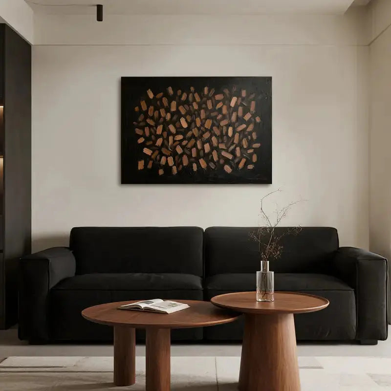 Modern Abstract Painting Dark Brown Gold Textured Wall Decor-Artmeto Artmeto Wood wall art