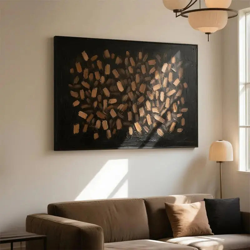 Modern Abstract Painting Dark Brown Gold Textured Wall Decor-Artmeto Artmeto Wood wall art
