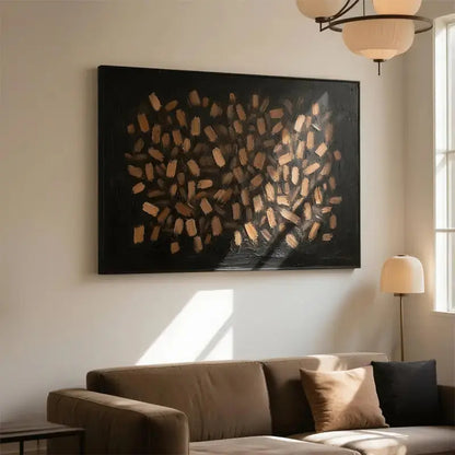 Modern Abstract Painting Dark Brown Gold Textured Wall Decor-Artmeto Artmeto Wood wall art