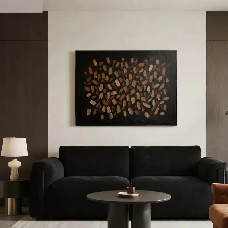 Modern Abstract Painting Dark Brown Gold Textured Wall Decor-Artmeto Artmeto Wood wall art