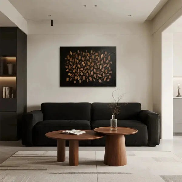 Modern Abstract Painting Dark Brown Gold Textured Wall Decor-Artmeto Artmeto Wood wall art