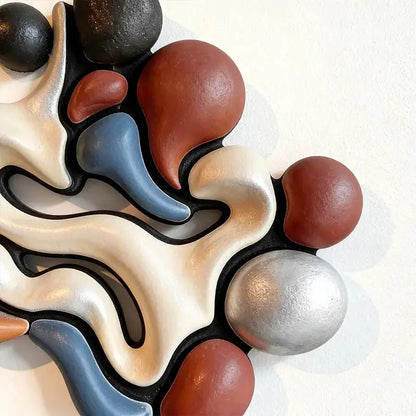 Modern Earth-Tone Biomorphic Fluid Textured Wall Decor Artmeto Wood wall art-5