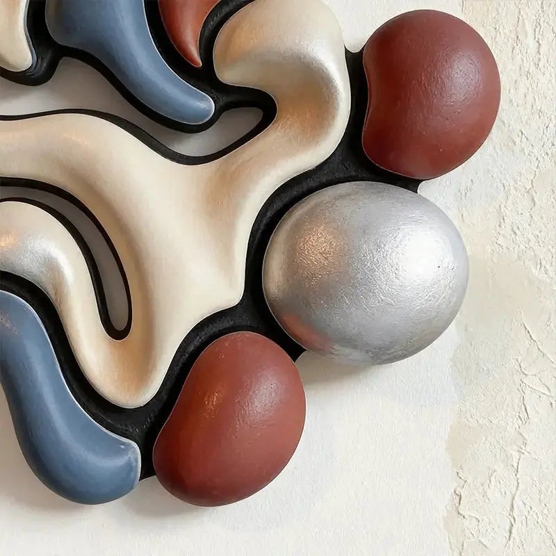 Modern Earth-Tone Biomorphic Fluid Textured Wall Decor Artmeto Wood wall art-6