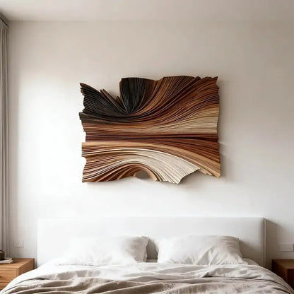Modern Organic Layered Wood Textured Wall Art - Gradient Wood Wave Sculpture Artmeto Wood wall art