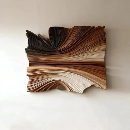 Modern Organic Layered Wood Textured Wall Art - Gradient Wood Wave Sculpture Artmeto Wood wall art