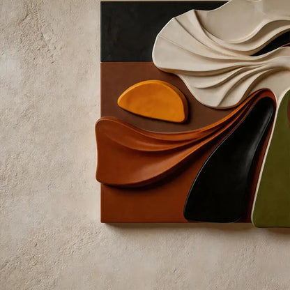 Multi Earth Tone Abstract Folded Fabric 3D Relief Wall Art Artmeto Wood wall art