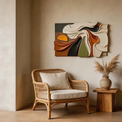 Multi Earth Tone Abstract Folded Fabric 3D Relief Wall Art Artmeto Wood wall art