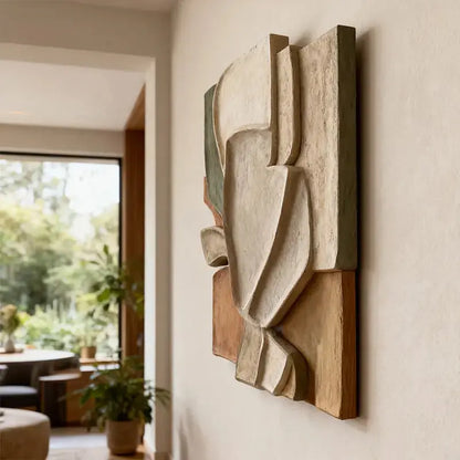 Multi Earth Tone Overlapping Slab 3D Relief Wall Decor Artmeto Wood wall art