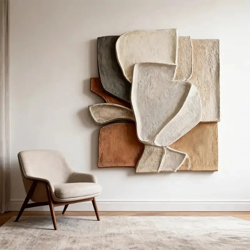 Multi Earth Tone Overlapping Slab 3D Relief Wall Decor Artmeto Wood wall art