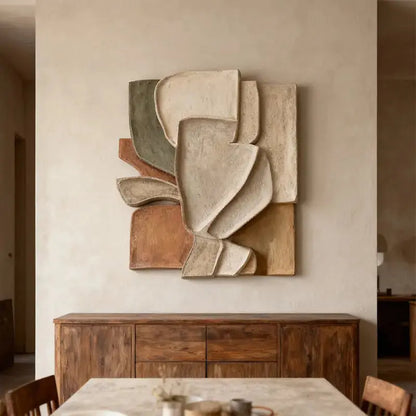 Multi Earth Tone Overlapping Slab 3D Relief Wall Decor Artmeto Wood wall art