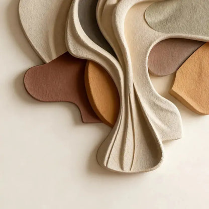 Multi-Tone Organic Layered Fluid Form Textured Abstract 3D Relief Wall Sculpture Artmeto Wood wall art