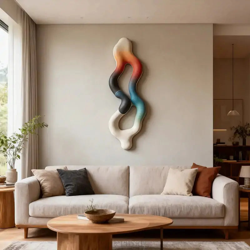 Multicolor Fluid Form Textured Gradient Vertical Wall Decor Artmeto Wood wall art-1