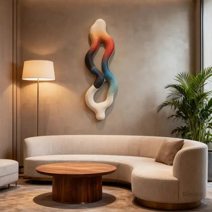 Multicolor Fluid Form Textured Gradient Vertical Wall Decor Artmeto Wood wall art-3