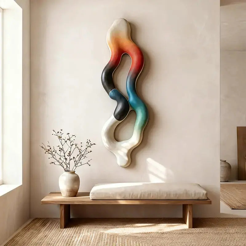 Multicolor Fluid Form Textured Gradient Vertical Wall Decor Artmeto Wood wall art-4