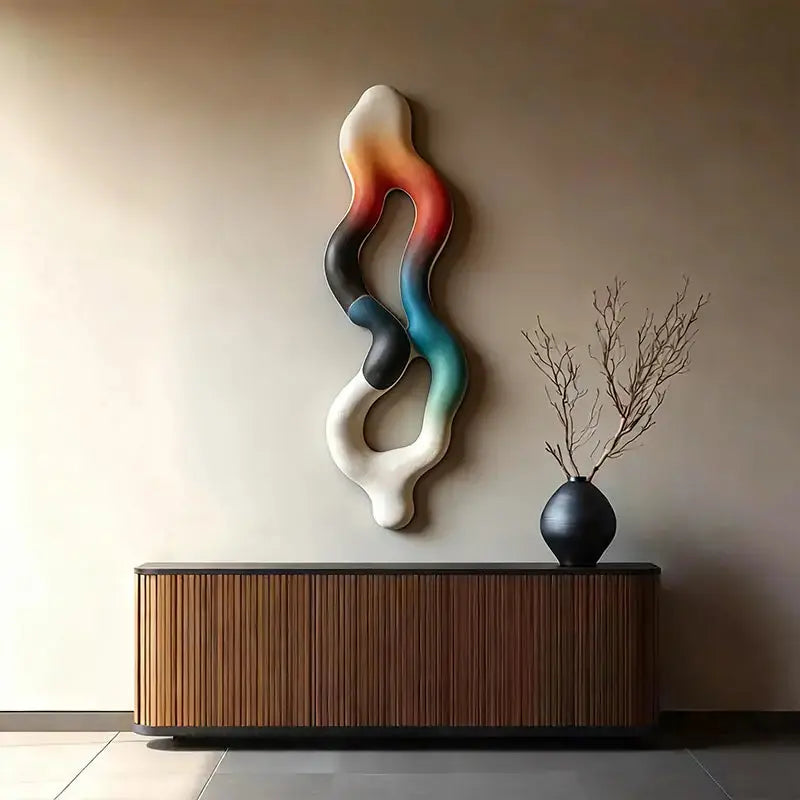 Multicolor Fluid Form Textured Gradient Vertical Wall Decor Artmeto Wood wall art-5
