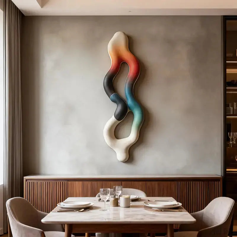 Multicolor Fluid Form Textured Gradient Vertical Wall Decor Artmeto Wood wall art-6