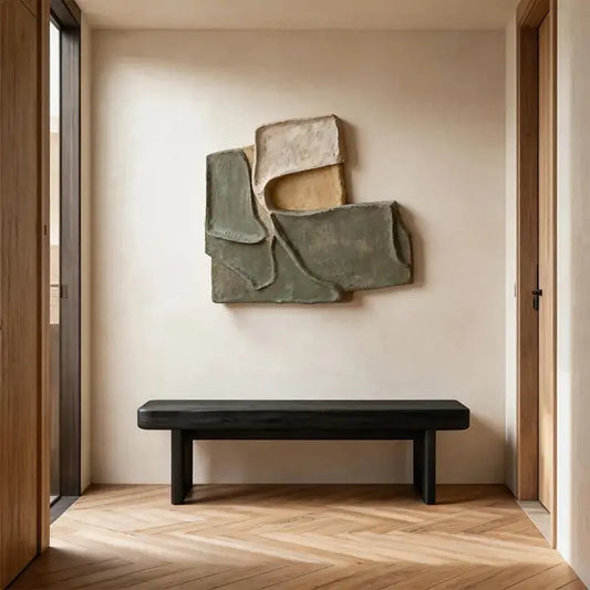 Muted Sage & Sand Beige Overlapping Organic 3D Relief Wall Sculpture Artmeto Wood wall art