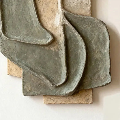 Muted Sage & Sand Beige Overlapping Organic 3D Relief Wall Sculpture Artmeto Wood wall art