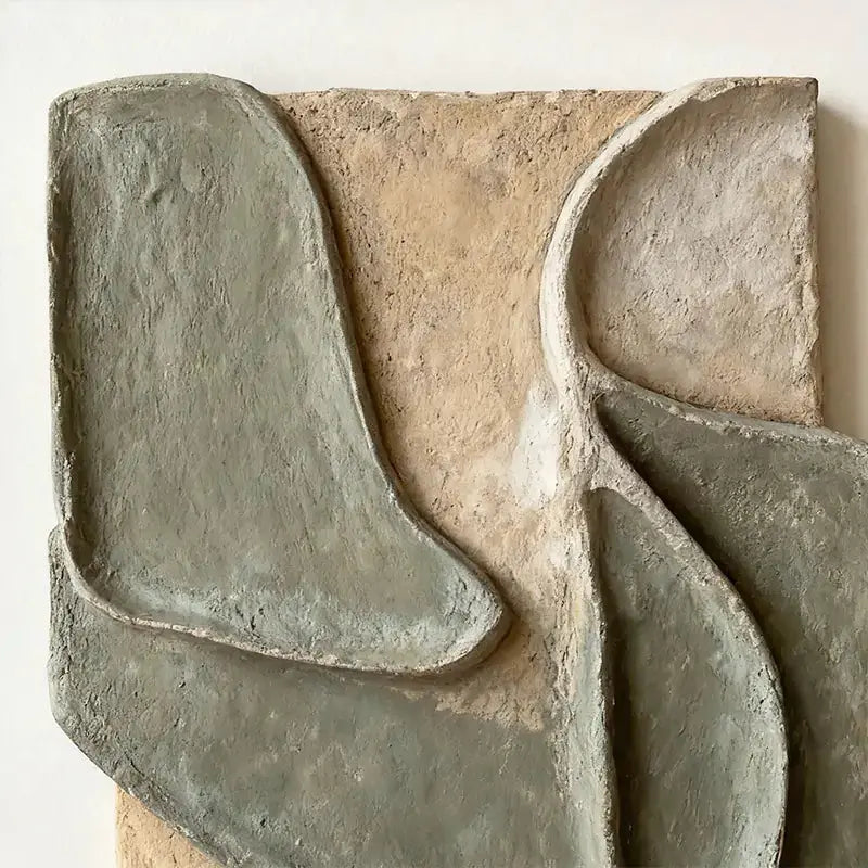 Muted Sage & Sand Beige Overlapping Organic 3D Relief Wall Sculpture Artmeto Wood wall art