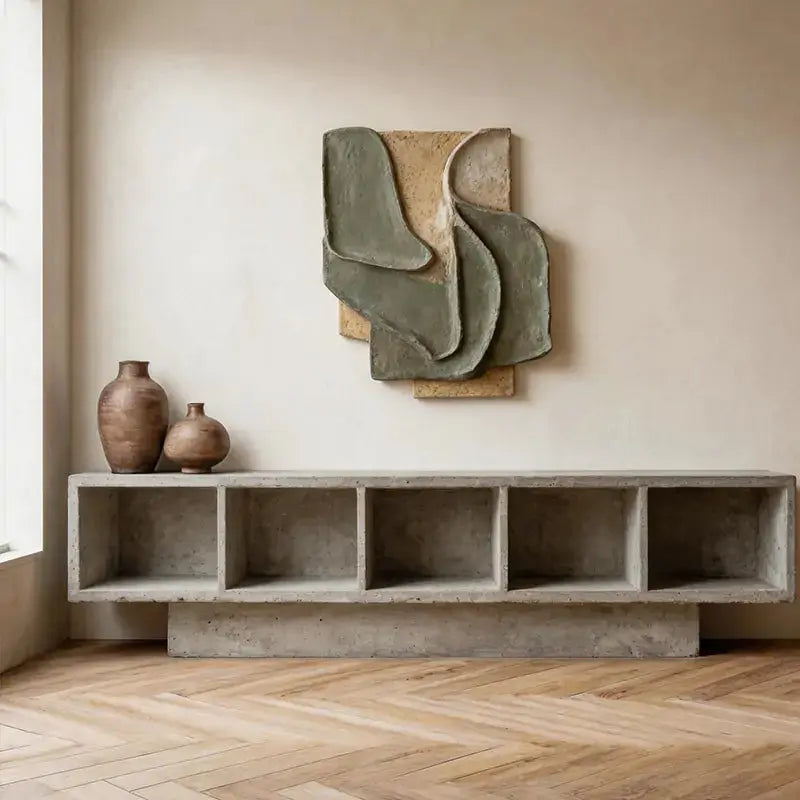 Muted Sage & Sand Beige Overlapping Organic 3D Relief Wall Sculpture Artmeto Wood wall art