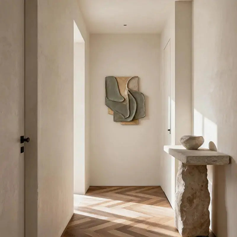 Muted Sage & Sand Beige Overlapping Organic 3D Relief Wall Sculpture Artmeto Wood wall art