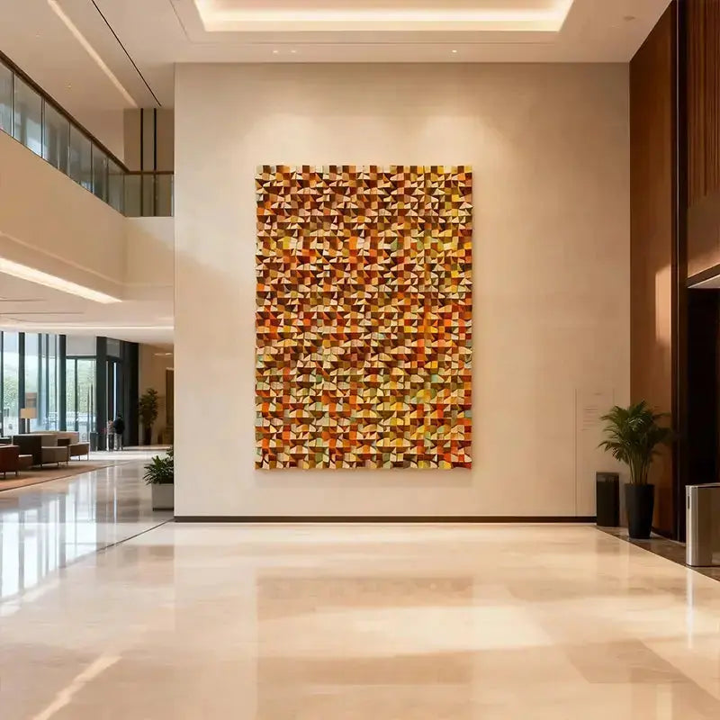 Natural Wood Tone Organic 3D Wood Mosaic Wall Sculpture Artmeto Wood wall art