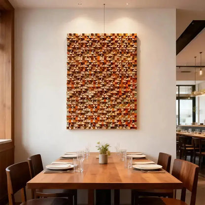 Natural Wood Tone Organic 3D Wood Mosaic Wall Sculpture Artmeto Wood wall art