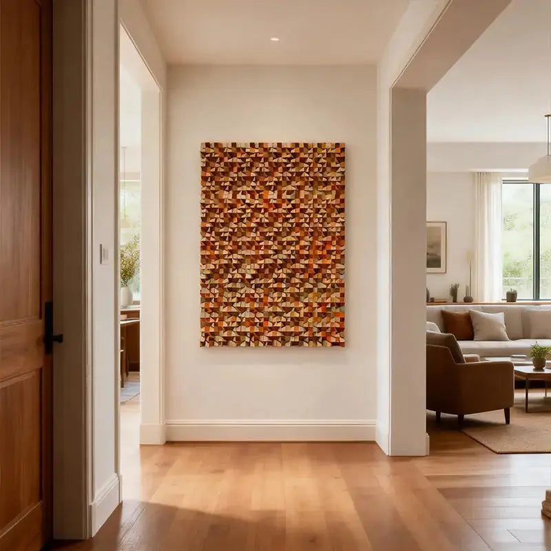 Natural Wood Tone Organic 3D Wood Mosaic Wall Sculpture Artmeto Wood wall art