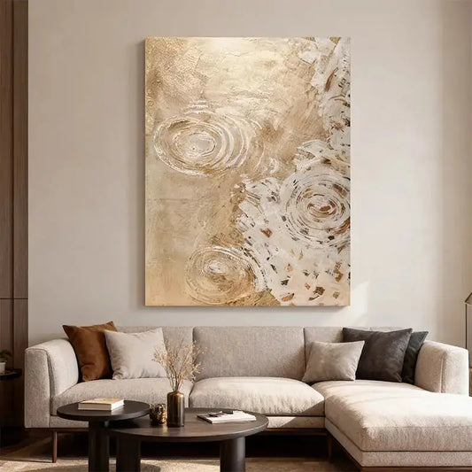 Nature-Inspired Gold Leaf Ripple Textured Impasto Wall Decor Artmeto Wood wall art