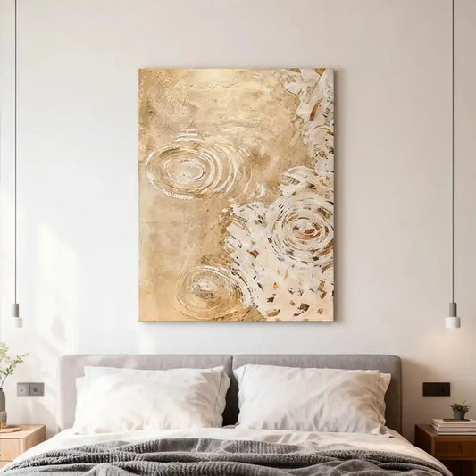 Nature-Inspired Gold Leaf Ripple Textured Impasto Wall Decor Artmeto Wood wall art