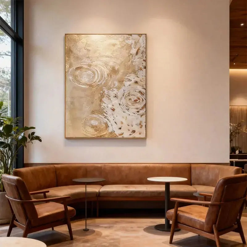 Nature-Inspired Gold Leaf Ripple Textured Impasto Wall Decor Artmeto Wood wall art