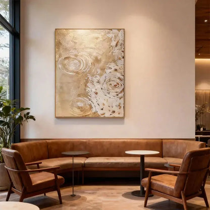 Nature-Inspired Gold Leaf Ripple Textured Impasto Wall Decor Artmeto Wood wall art